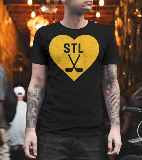 STL Heart with Hockey Sticks St Louis Hockey T-Shirt STL Heart with Hockey Sticks St Louis Hockey T-Shirt