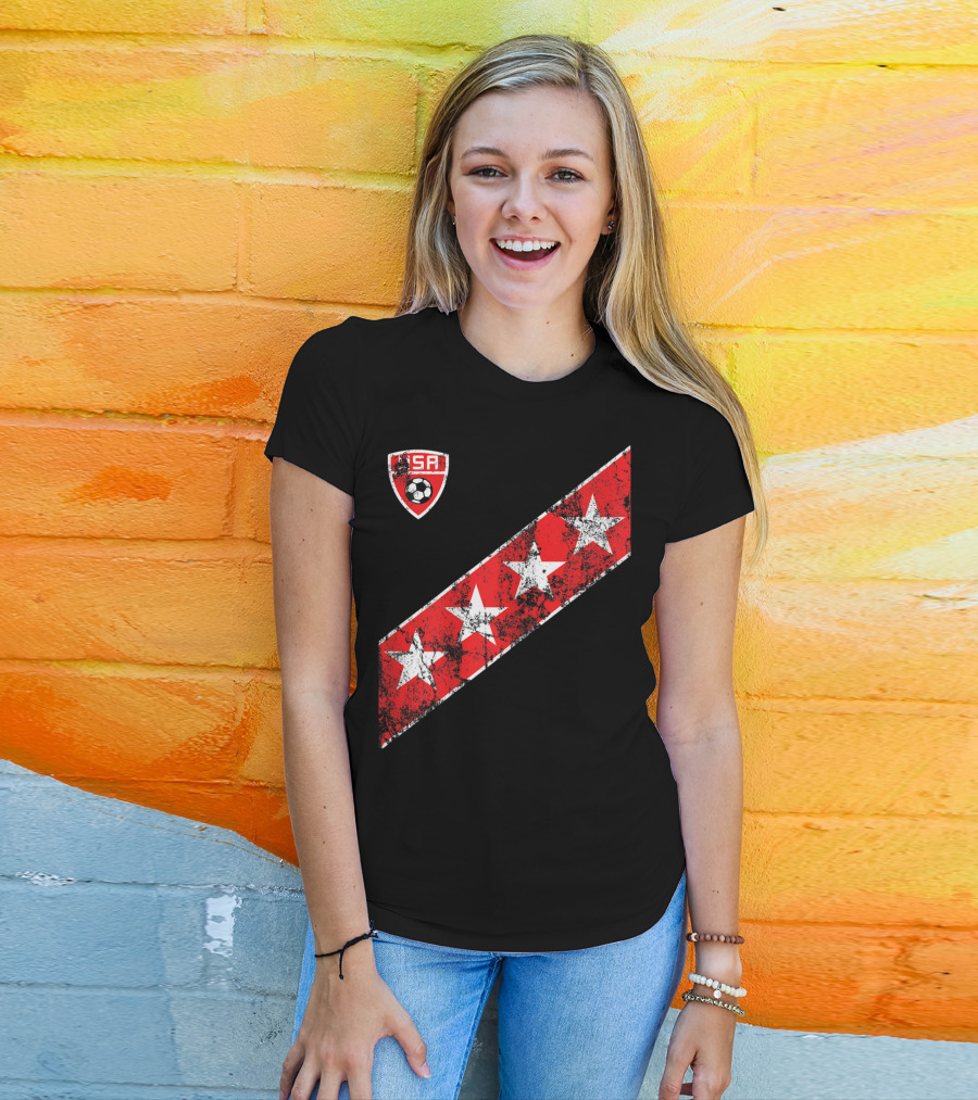 USA Soccer Stars Emblem With Red And White Stripes T-Shirt