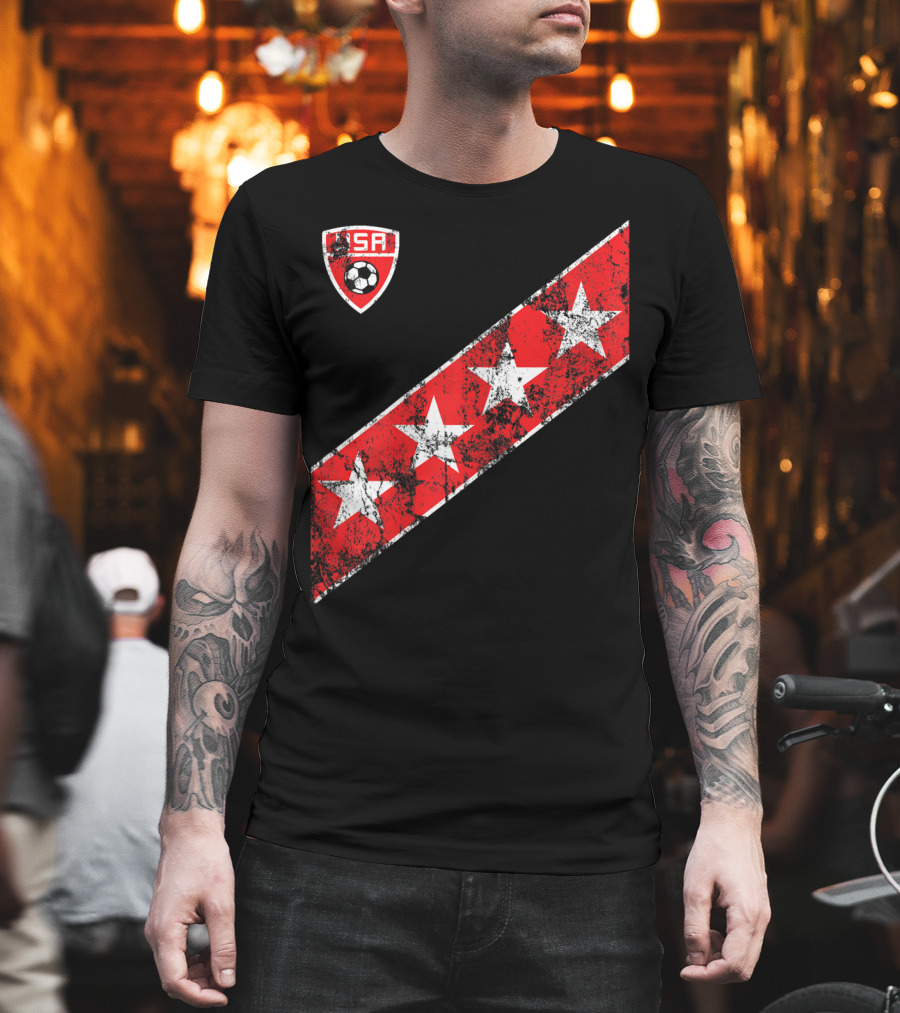 USA Soccer Stars Emblem with Red and White Stripes T-Shirt