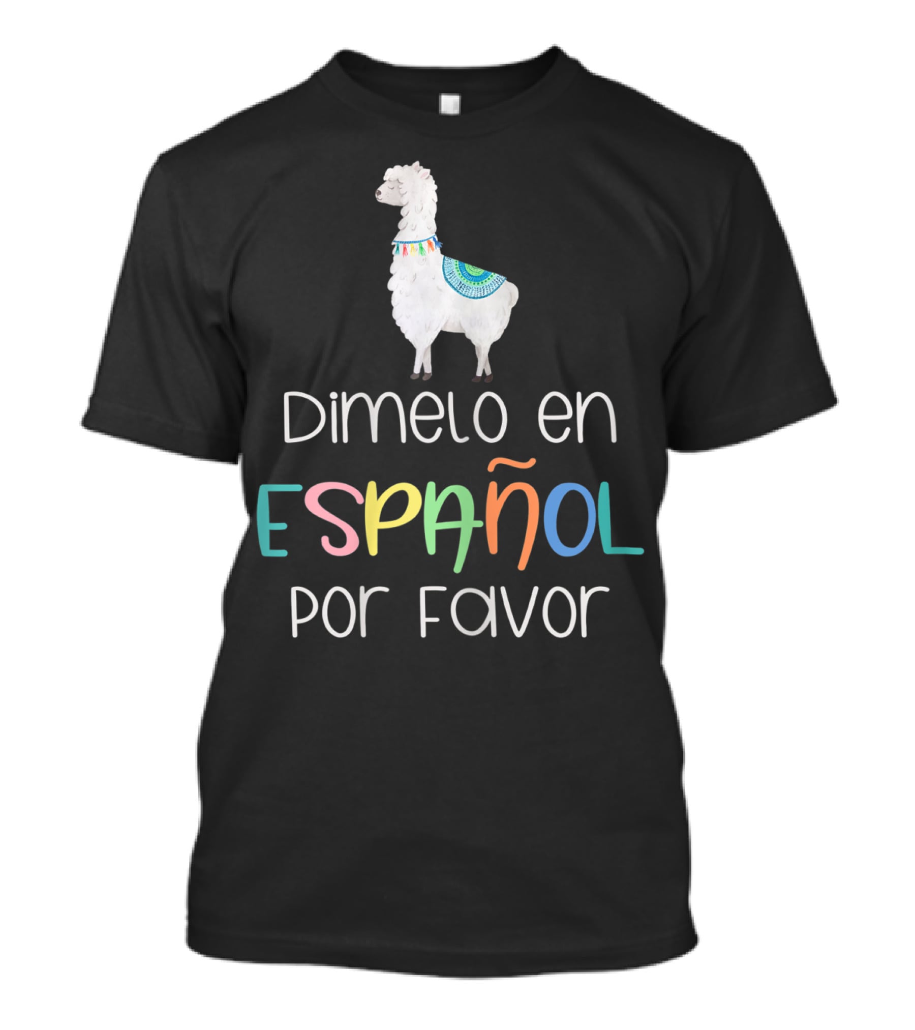 Dímelo En Español Por Favor Llama Graphic Bilingual Fun T-Shirt