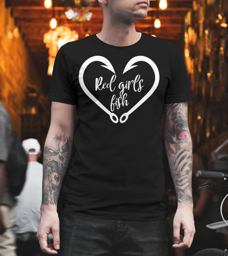 Reel Girls Fish Heart Fishing Lovers T-Shirt