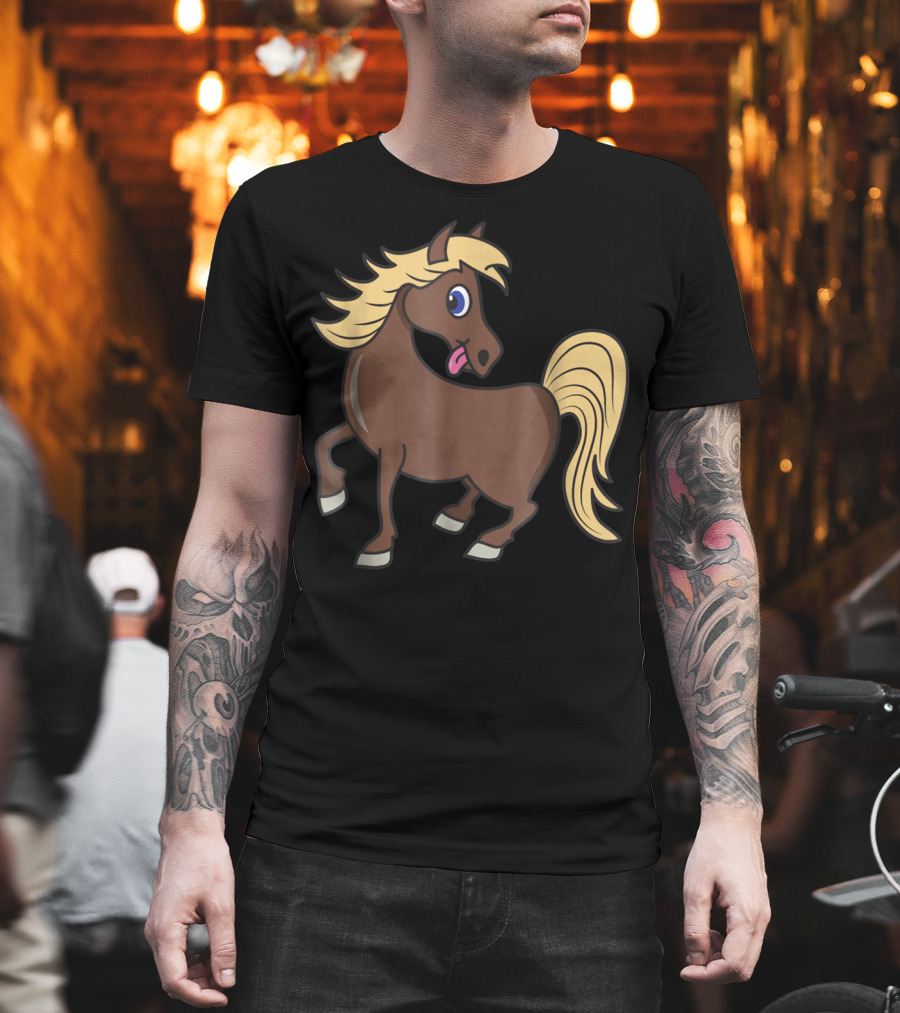 Cute Funny Brown Pony With Blonde Mane T-Shirt
