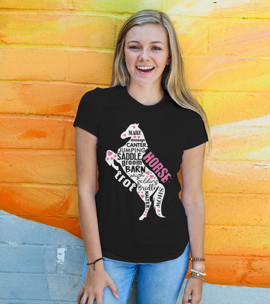 Dancing Horse Riding Girls Equestrian Mare Dressage Canter Jumping Saddle Barn Horse Show T-Shirt