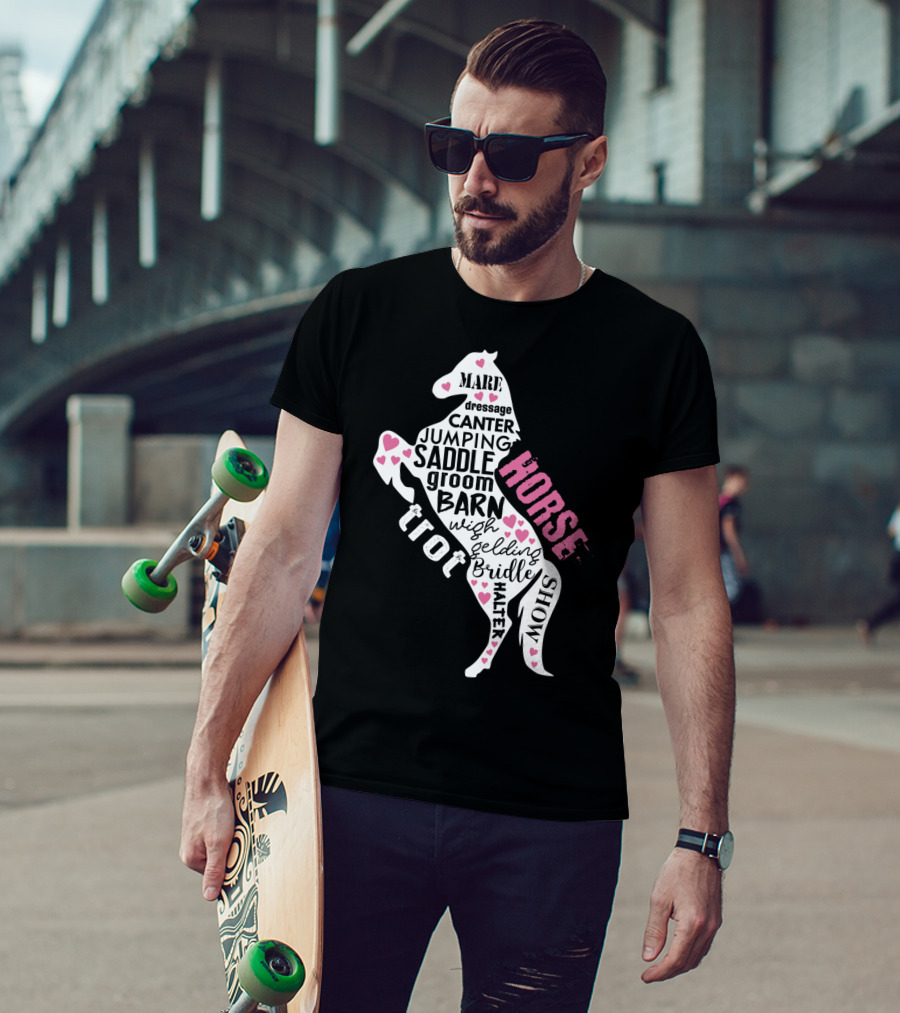 Dancing Horse Riding Girls Equestrian Mare Dressage Canter Jumping Saddle Barn Horse Show T-Shirt