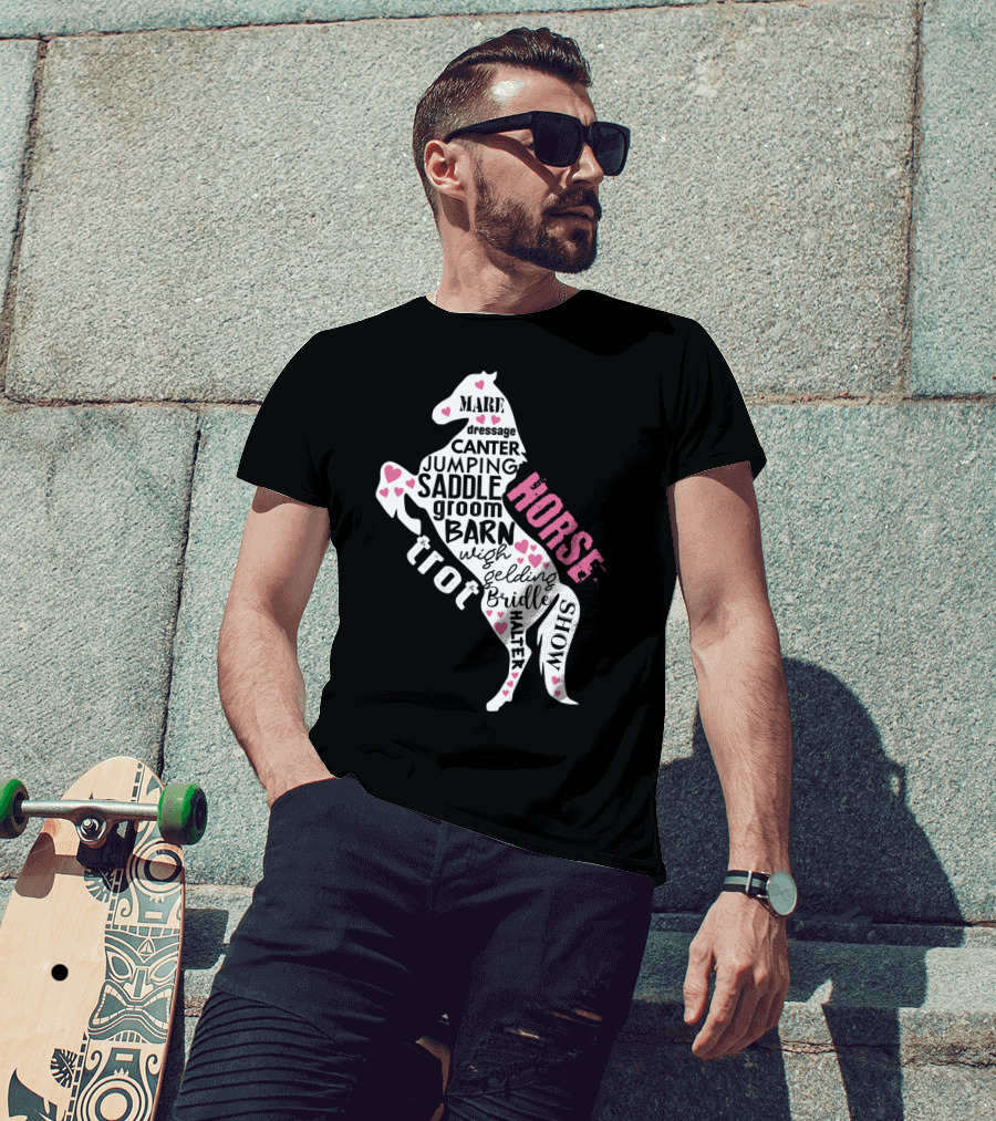 Dancing Horse Riding Girls Equestrian Mare Dressage Canter Jumping Saddle Barn Horse Show T-Shirt