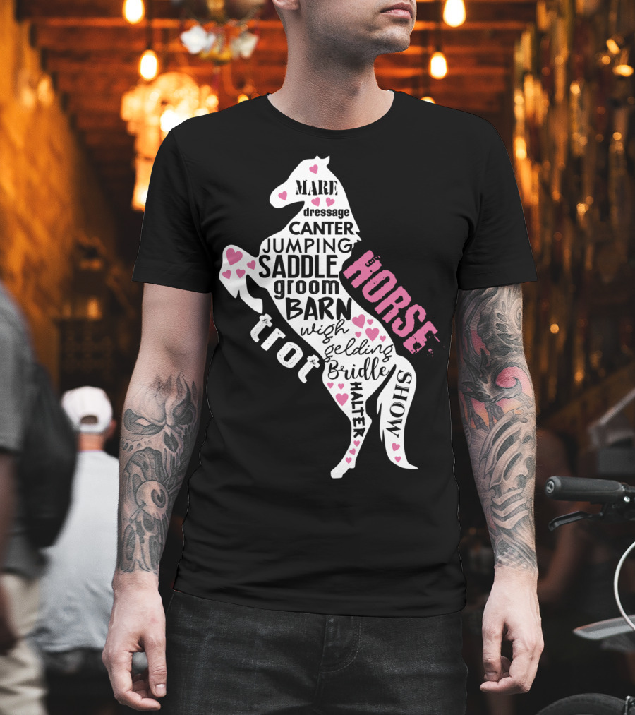 Dancing Horse Riding Girls Equestrian Mare Dressage Canter Jumping Saddle Barn Horse Show T-Shirt
