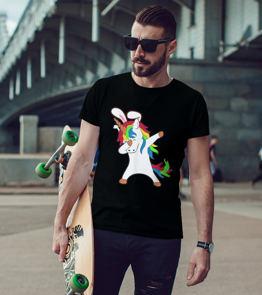 Easter Bunny Dabbing Unicorn With Rabbit Ears T-Shirt