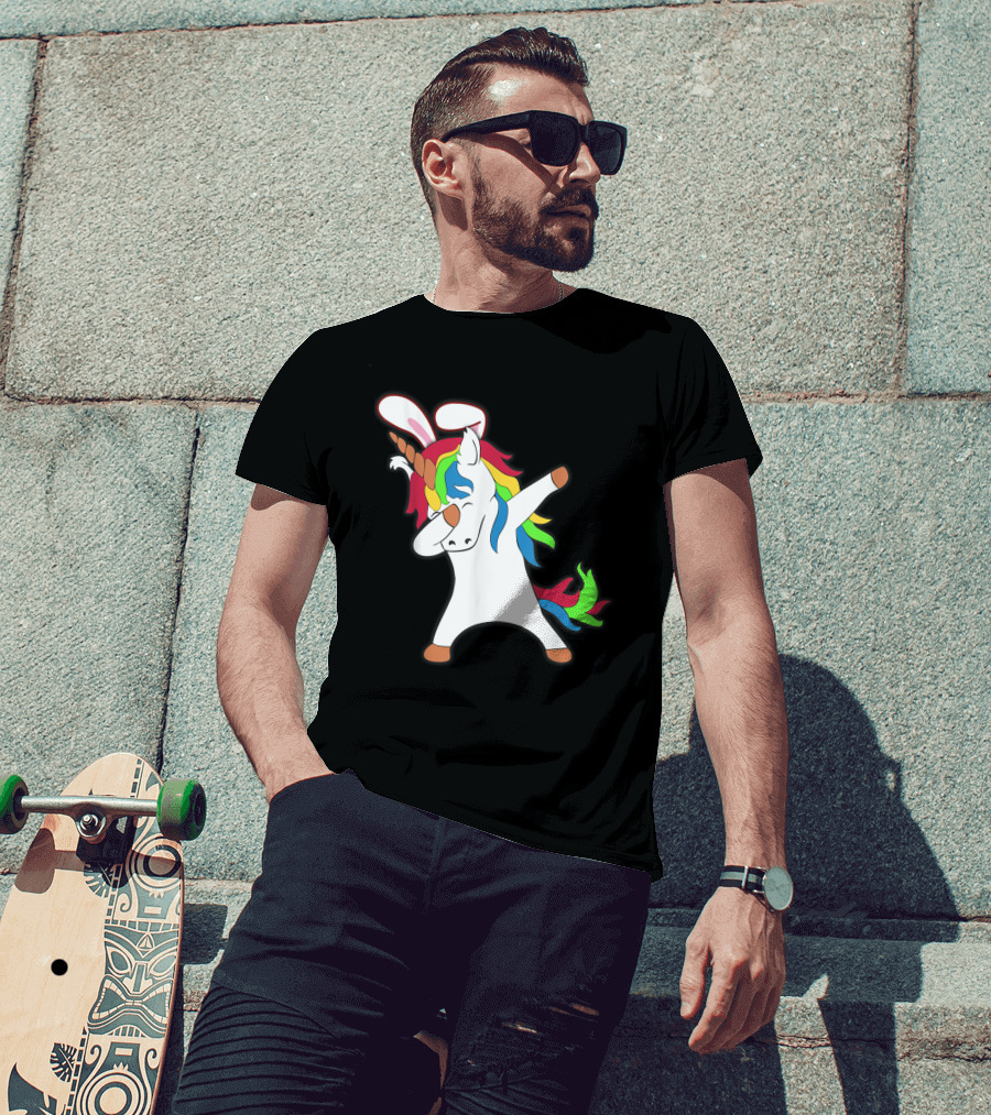 Easter Bunny Dabbing Unicorn With Rabbit Ears T-Shirt