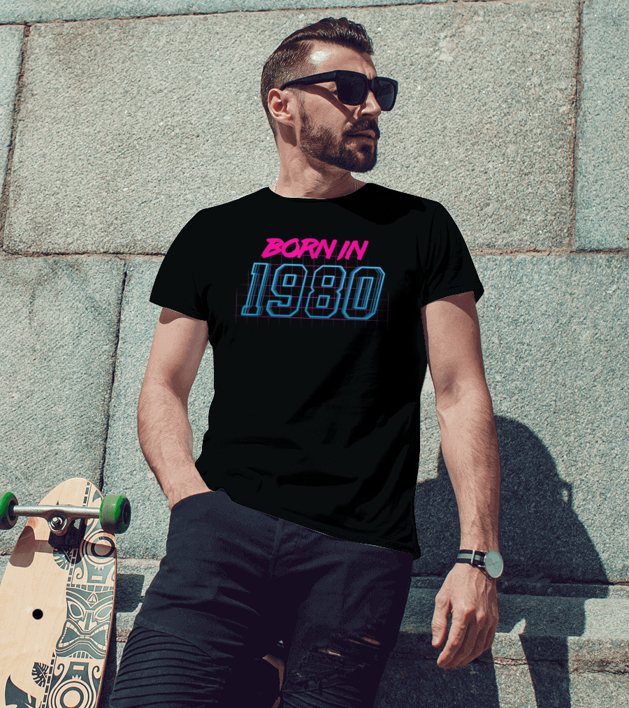 Born In 1980 Retro 80s Neon T-Shirt