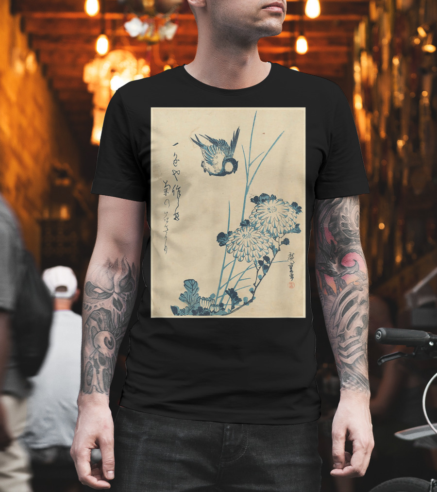 Classic Japanese Art Ukiyo-e Bird And Flowers Streetwear Aesthetic T-Shirt