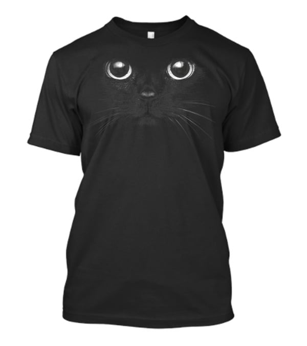 Black Cat Face Big Eyes Whiskers Funny Cat Lover T-Shirt