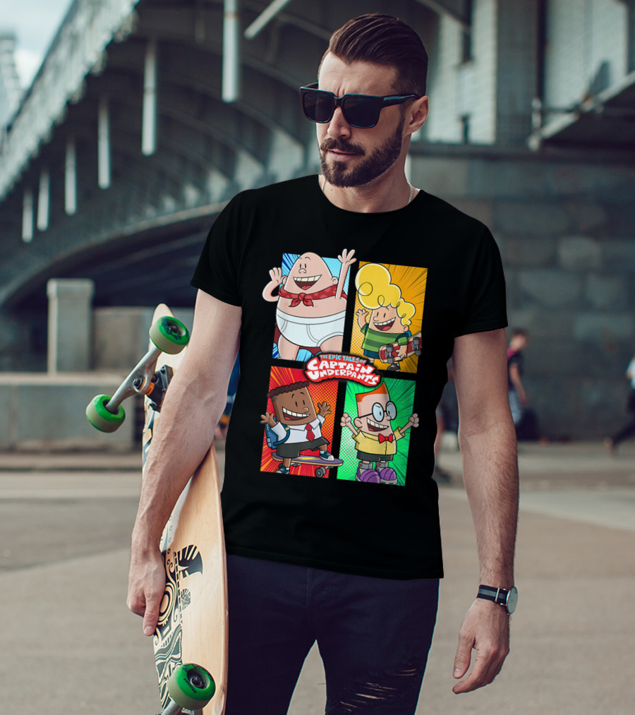 The Epic Tales Of Captain Underpants Cartoon Characters Quartet T-Shirt
