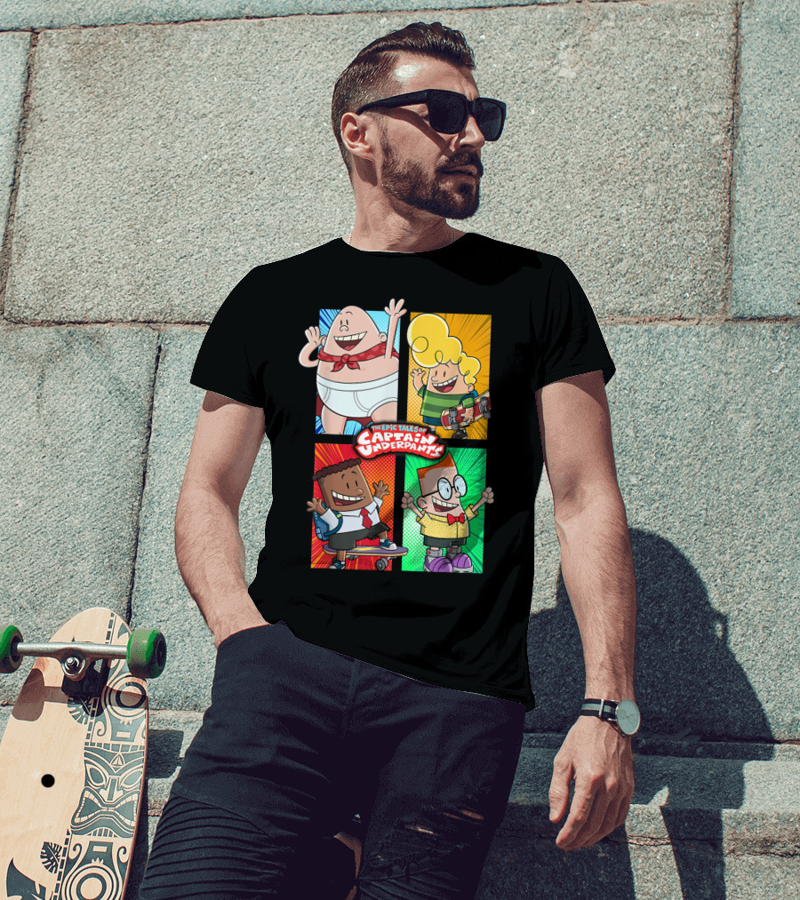 The Epic Tales Of Captain Underpants Cartoon Characters Quartet T-Shirt