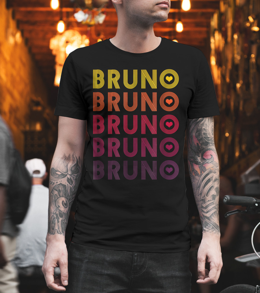 Bruno Lover Heart Gradient Retro T-Shirt