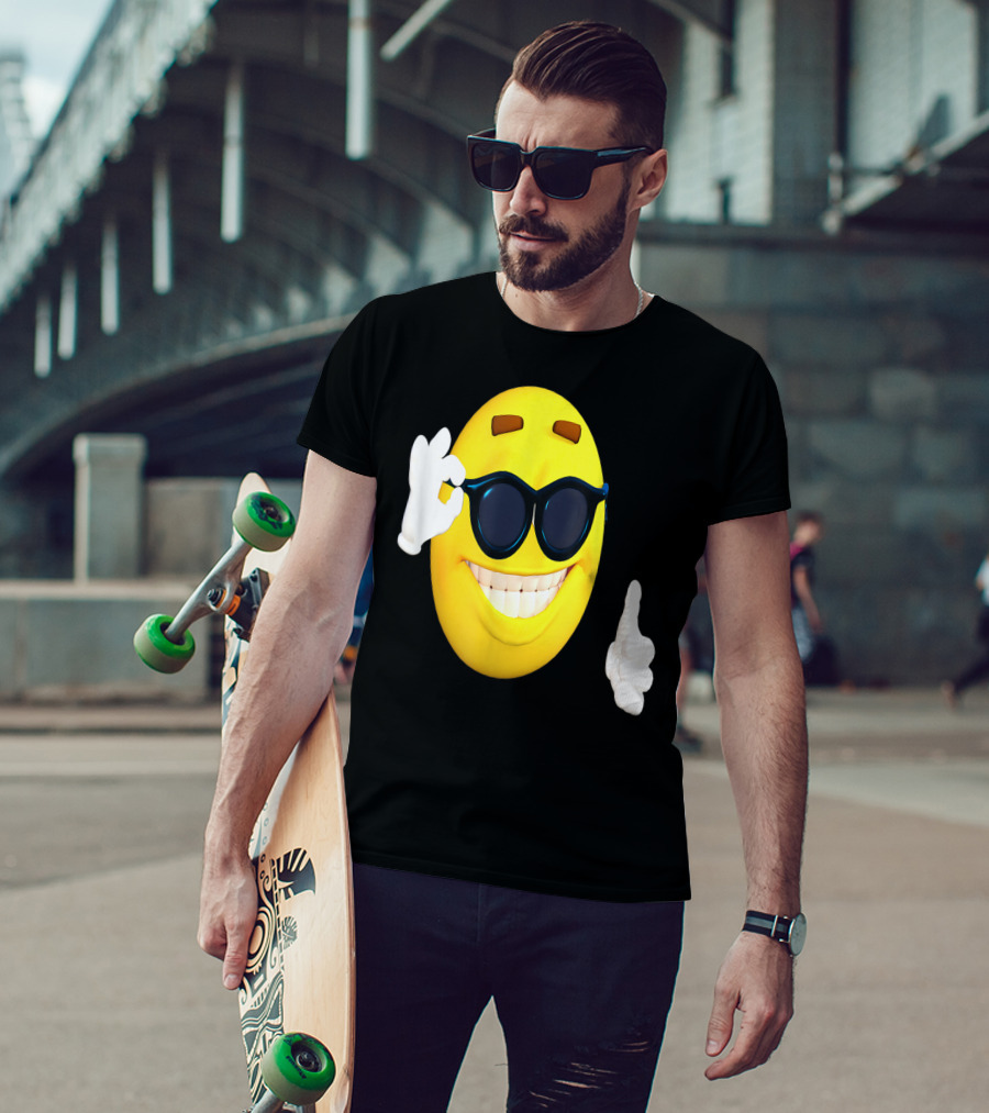 Emoji Thumbs Up Shades Happy Face Yellow Okay Sign T-Shirt