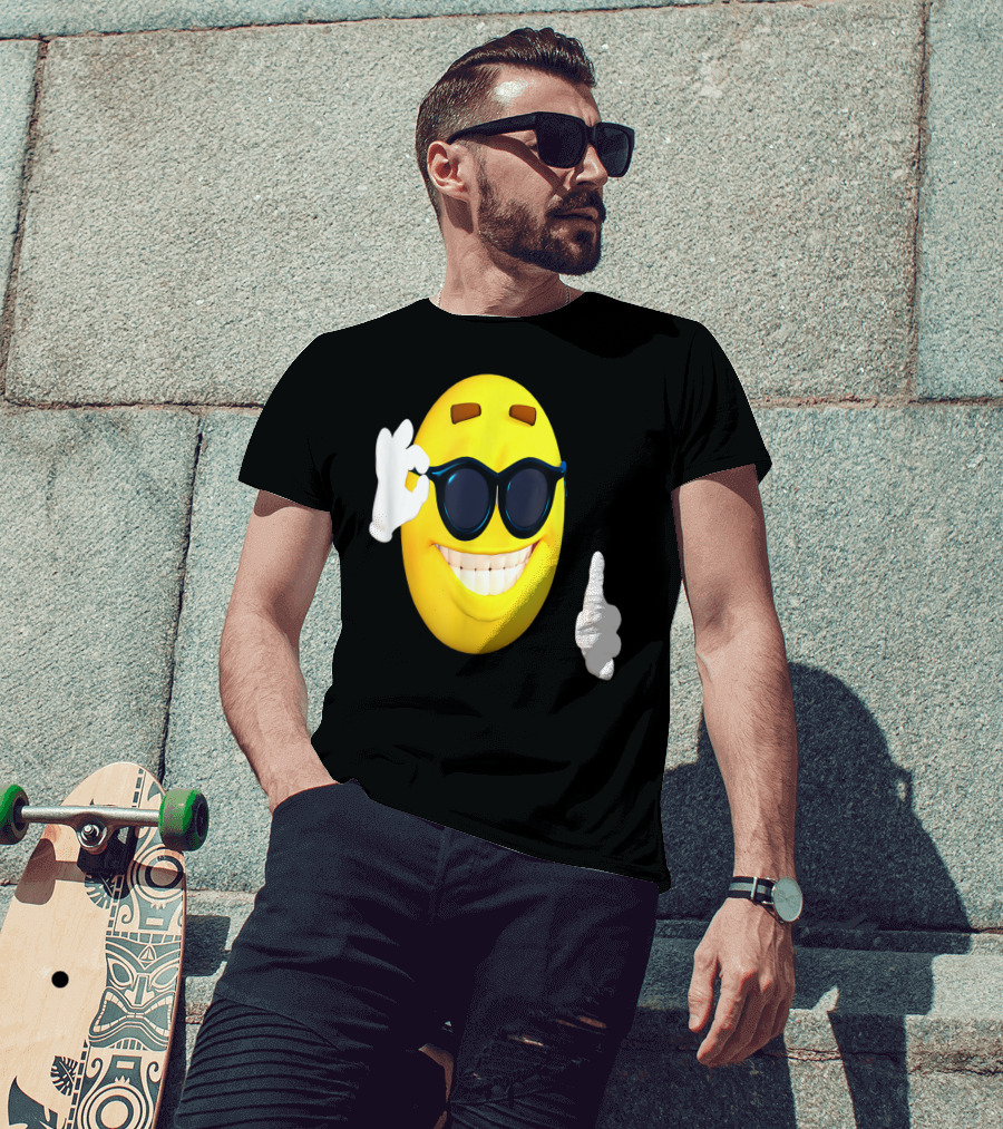 Emoji Thumbs Up Shades Happy Face Yellow Okay Sign T-Shirt