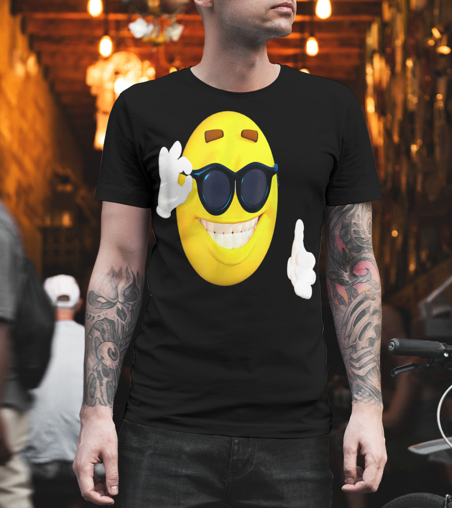 Emoji Thumbs Up Shades Happy Face Yellow Okay Sign T-Shirt