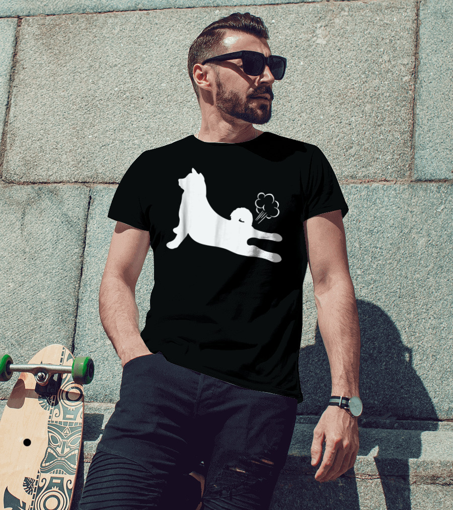 Funny Akita Farting Fart Dog Silhouette With Farts T-Shirt
