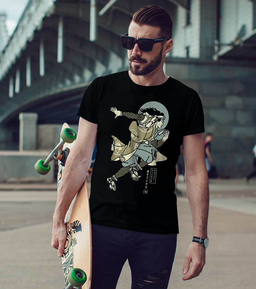 Funny American Football Samurai Running With Ball Japan T-Shirt