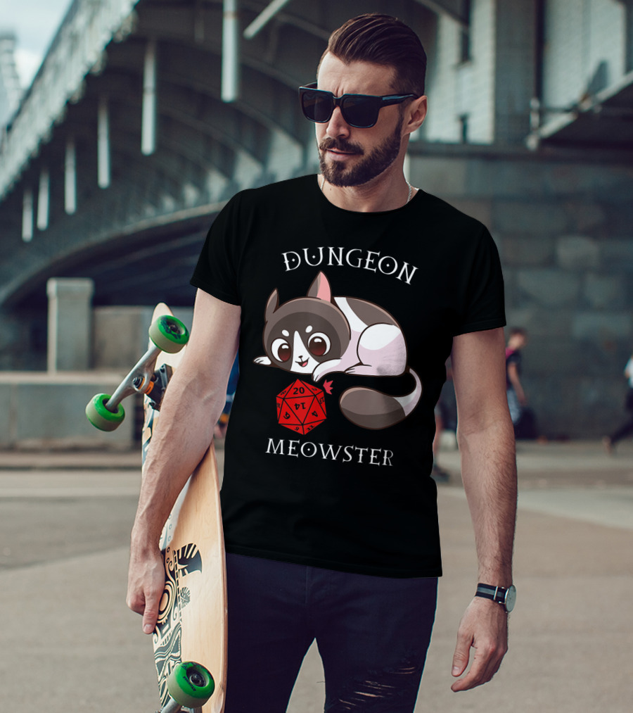 Dungeon Meowster Nerd RPG Table Top Funny Cat T-Shirt
