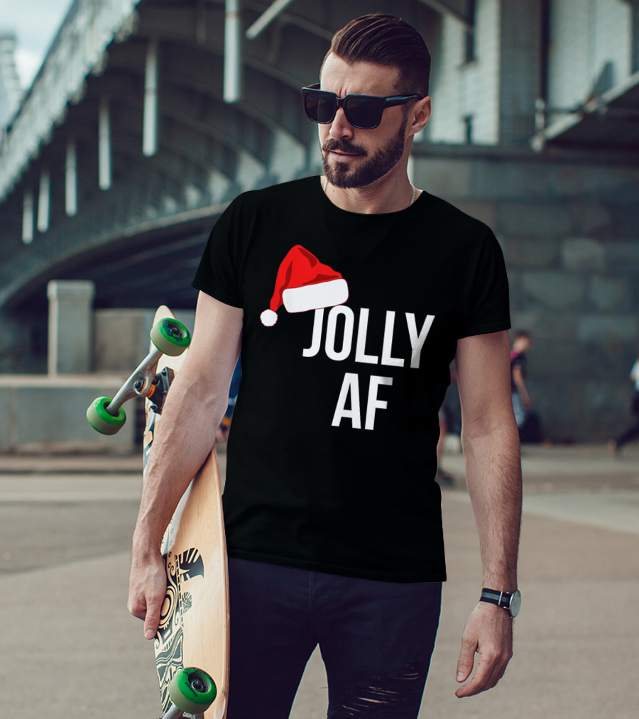 Jolly AF Funny Christmas Holiday Santa Hat T-Shirt