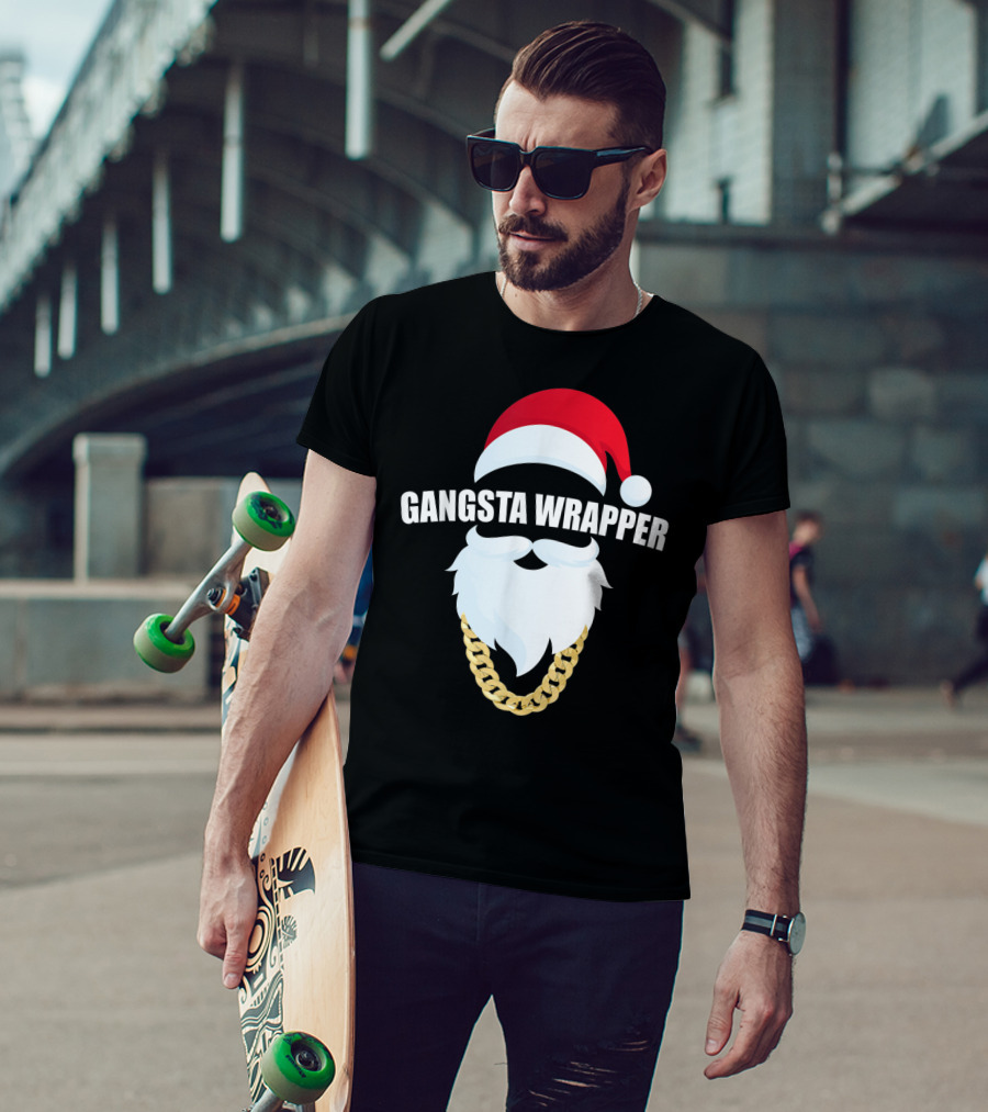 Gangsta Wrapper Santa Hat Beard Chain T-Shirt