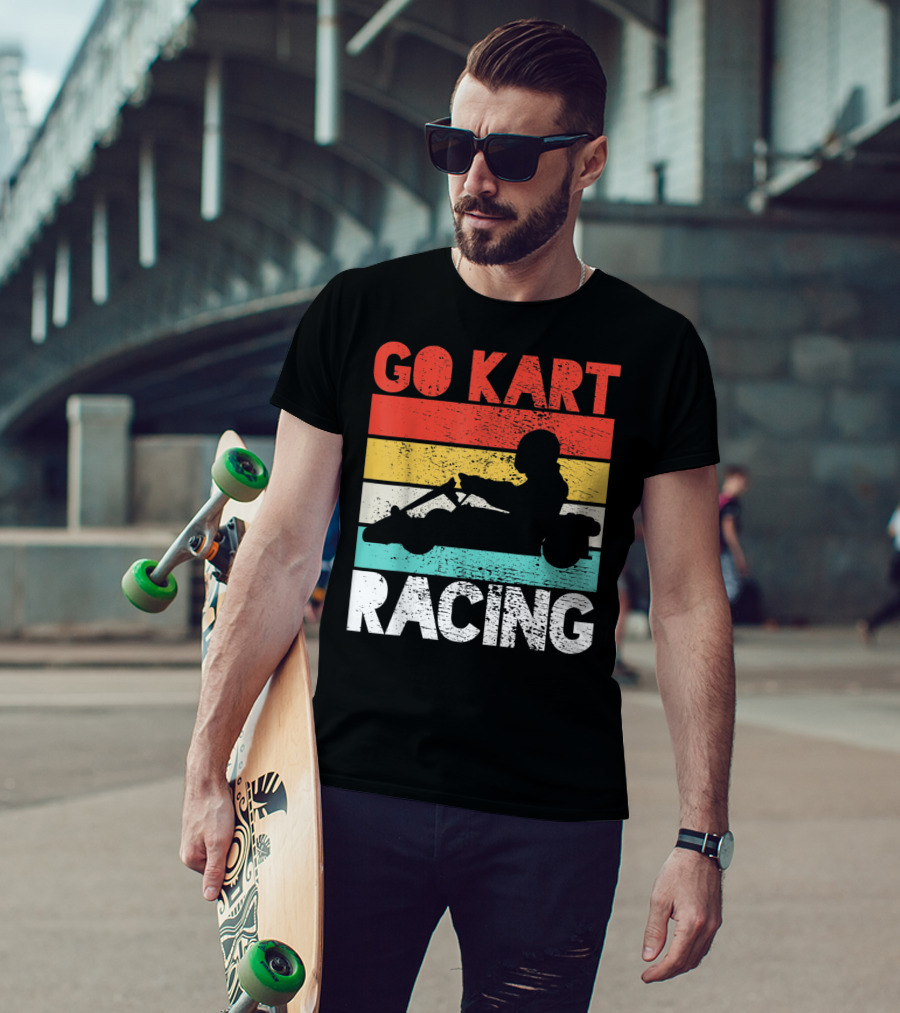 GO KART RACING Retro Stripes T-Shirt