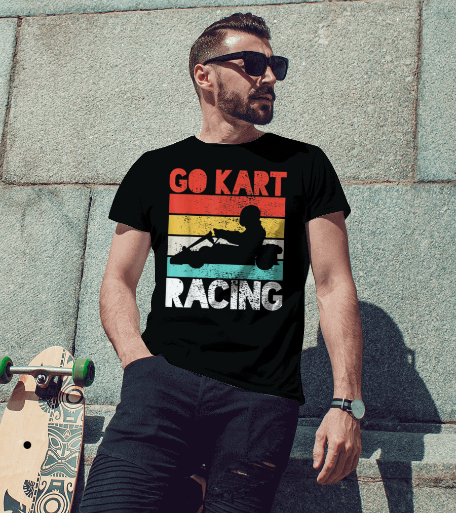 GO KART RACING Retro Stripes T-Shirt