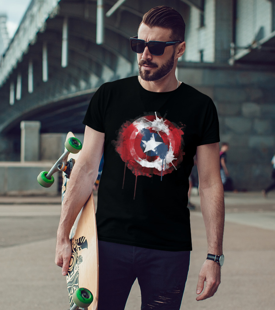 Captain America Avengers Shield Marvel Iconic Emblem T-Shirt