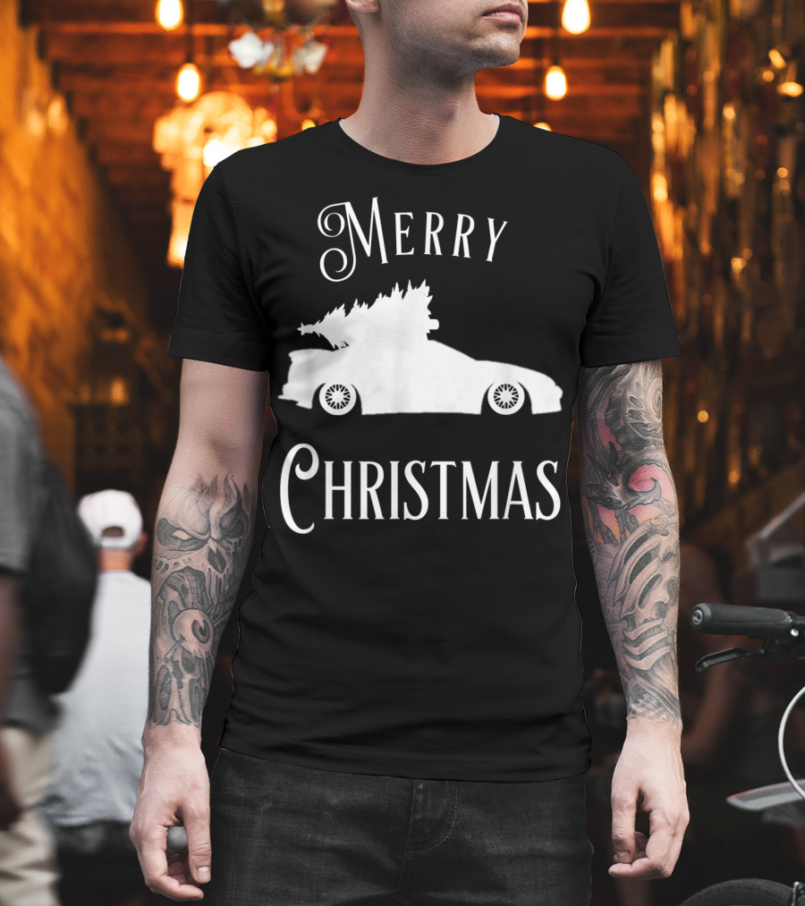 Merry Christmas Tree On Lowered Car T-Shirt