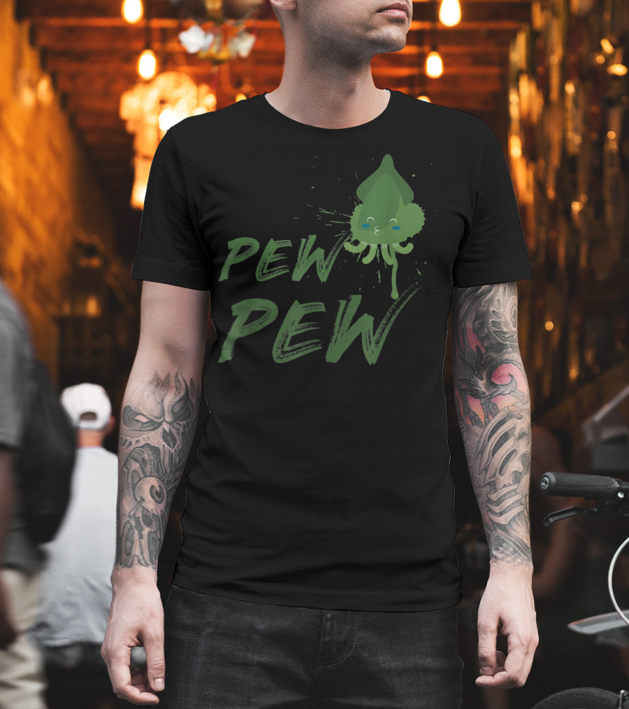 Pew Pew Cute Spitting Ink Squid Seafood Lovers T-Shirt