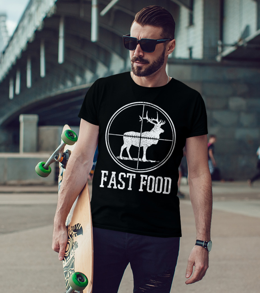 Fast Food Elk Hunting Funny Deer Hunter T-Shirt