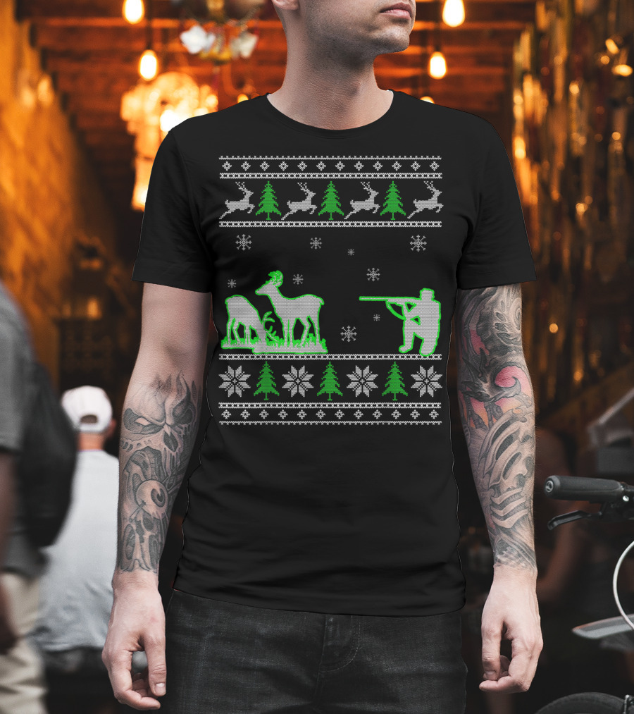 Funny Ugly Christmas Deer Hunters Holiday Hunting T-Shirt