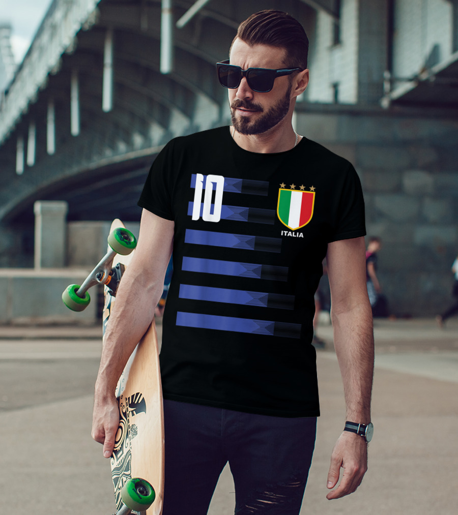 Italia Calcio Soccer Shirt Italian Flag Icon Number 10 T-Shirt