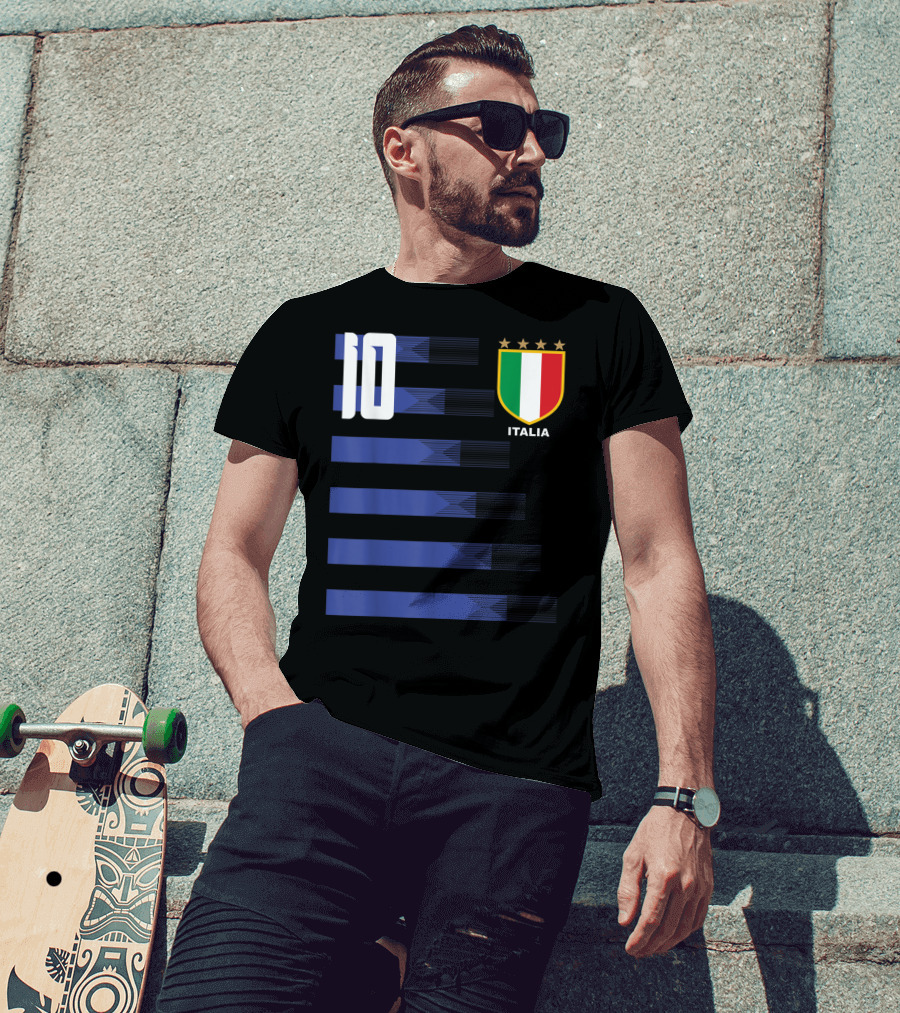 Italia Calcio Soccer Shirt Italian Flag Icon Number 10 T-Shirt