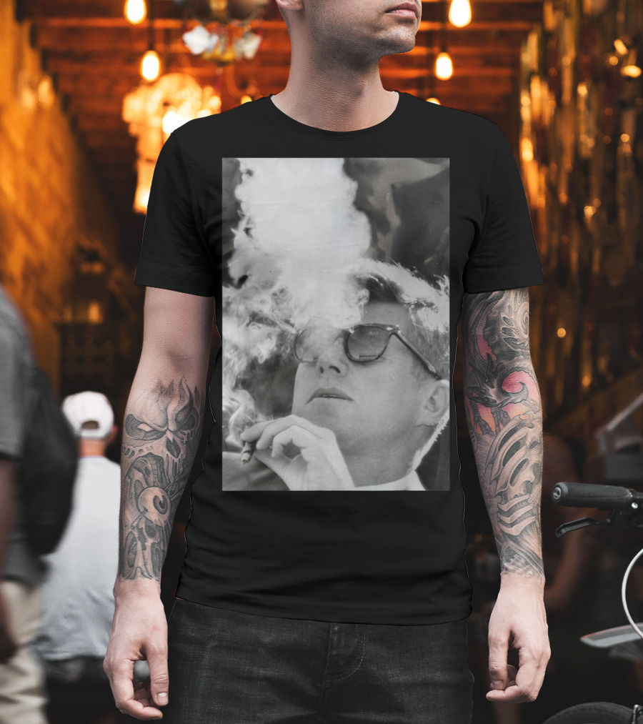 JFK Smoking with Shades John Kennedy Iconic Cigar Image T-Shirt