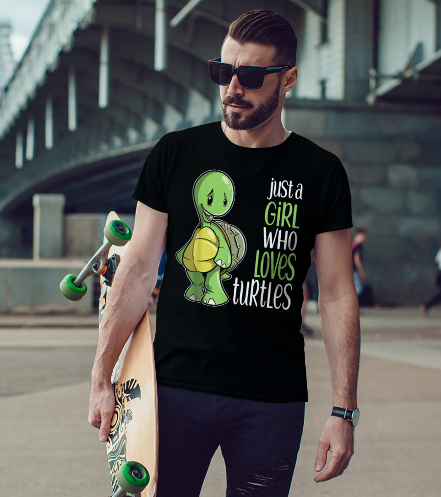 Just A Girl Who Loves Turtles Cute Cartoon T-Shirt