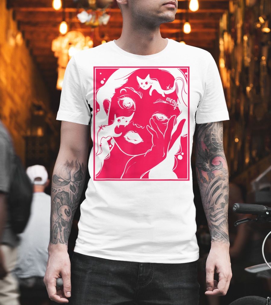 Kawaii Soft Grunge Egirl Aesthetic Harajuku Meow Black Cat Motif T-Shirt