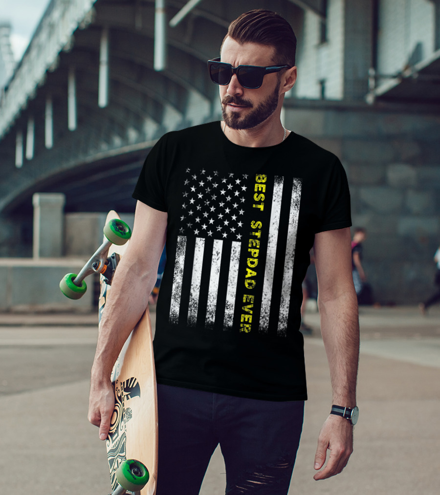 Best Stepdad Ever American Flag T-Shirt