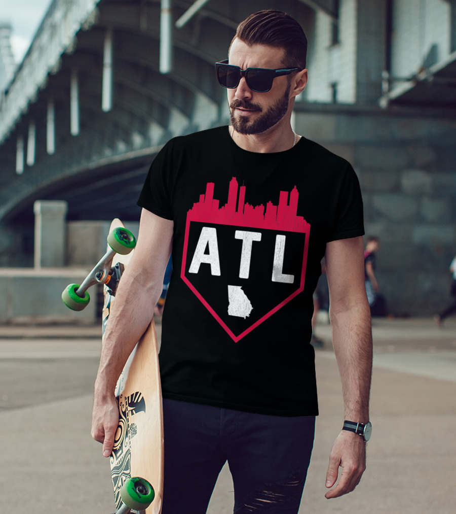 ATL Skyline Home Plate Atlanta Baseball Vintage Georgia T-Shirt