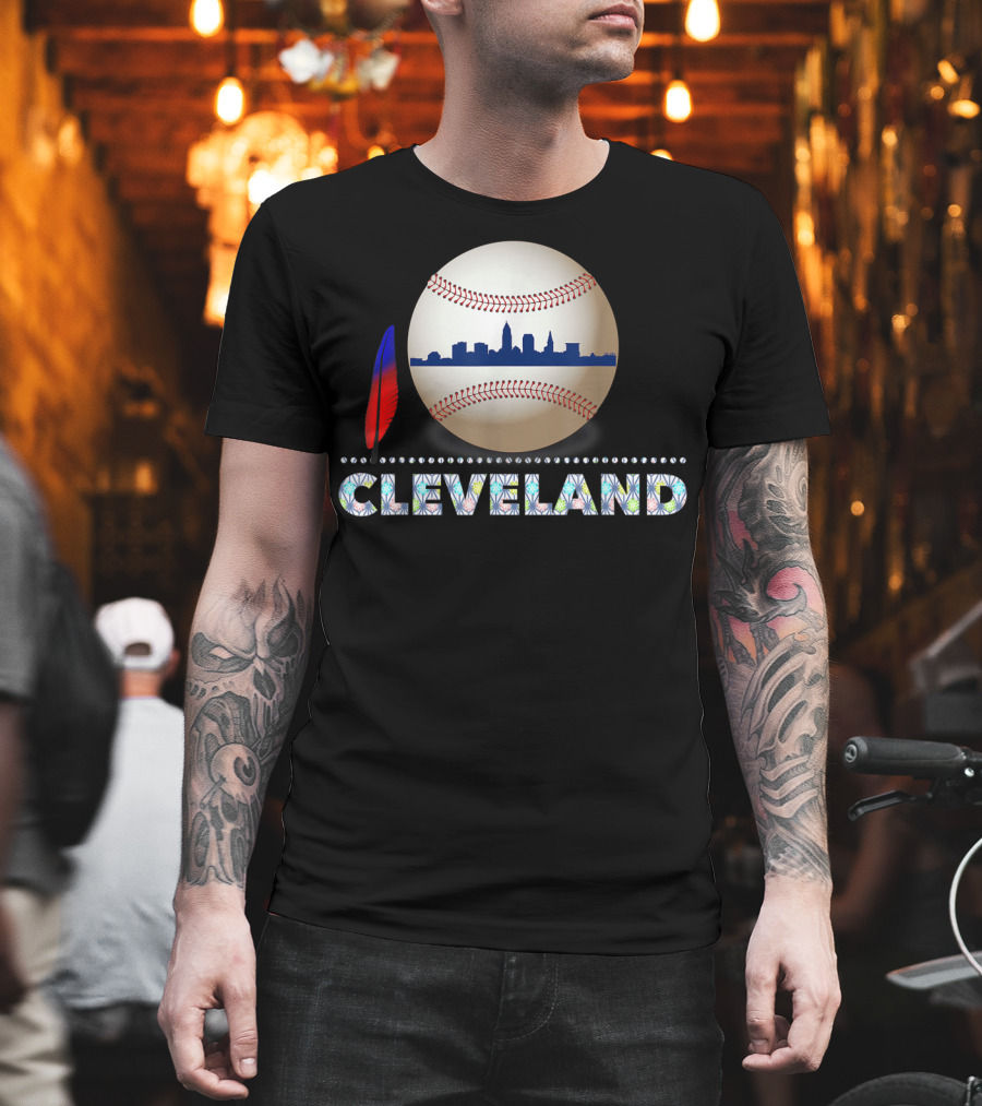 Cleveland Baseball Skyline Feather Emblem T-Shirt