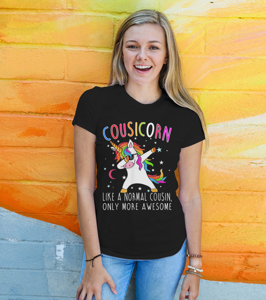 Cousicorn Like A Normal Cousin Only More Awesome Unicorn Dab Rainbow Stars T-Shirt