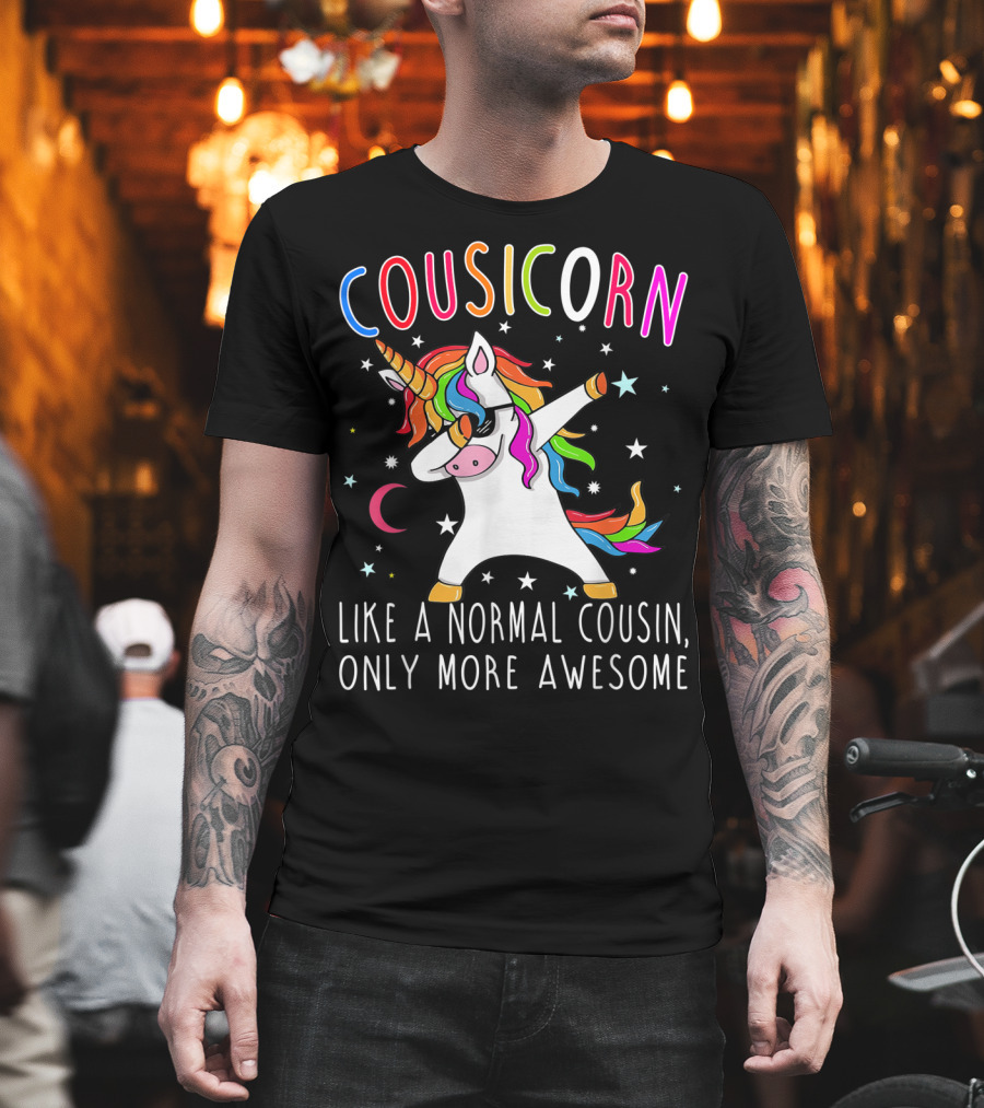 Cousicorn Like A Normal Cousin Only More Awesome Unicorn Dab Rainbow Stars T-Shirt