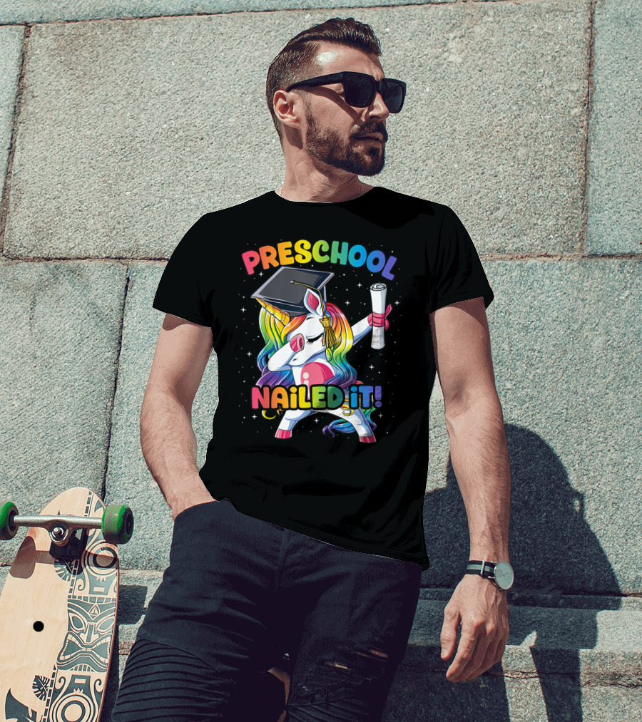 Preschool Nailed It Dabbing Unicorn Graduation T-Shirt