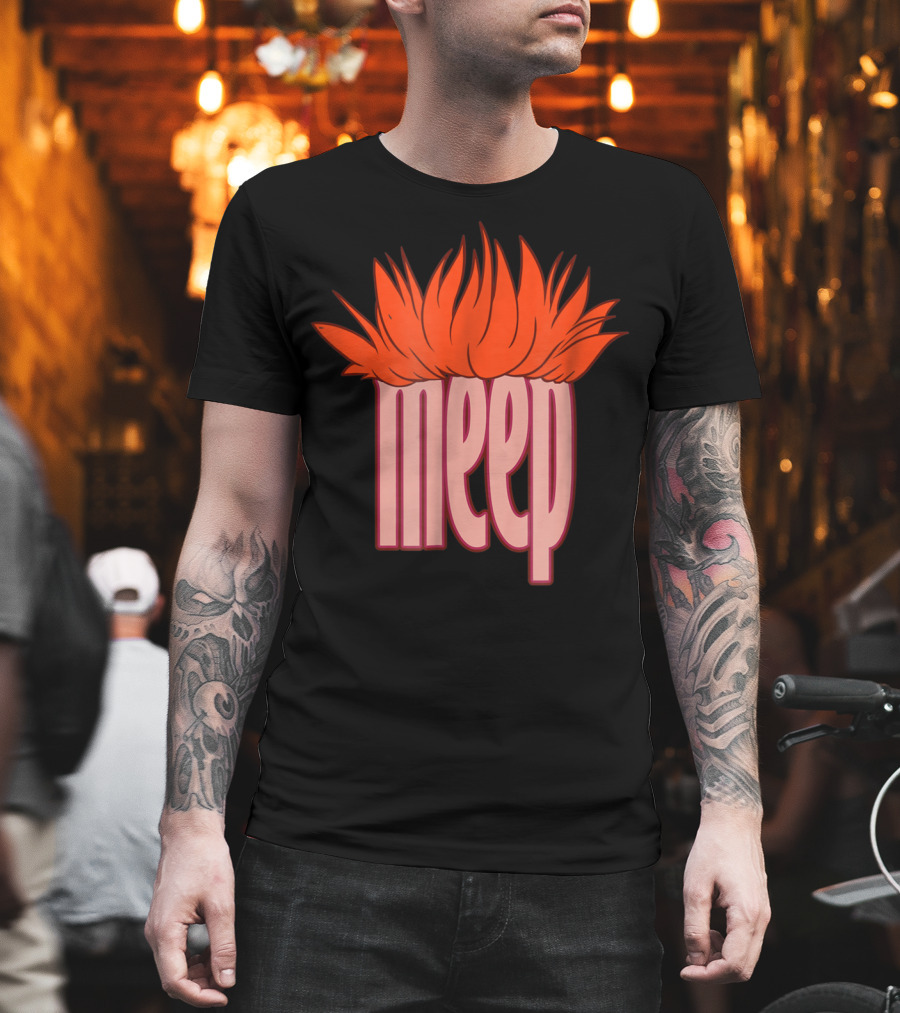 Meep Hair Orange Flame Text T-Shirt