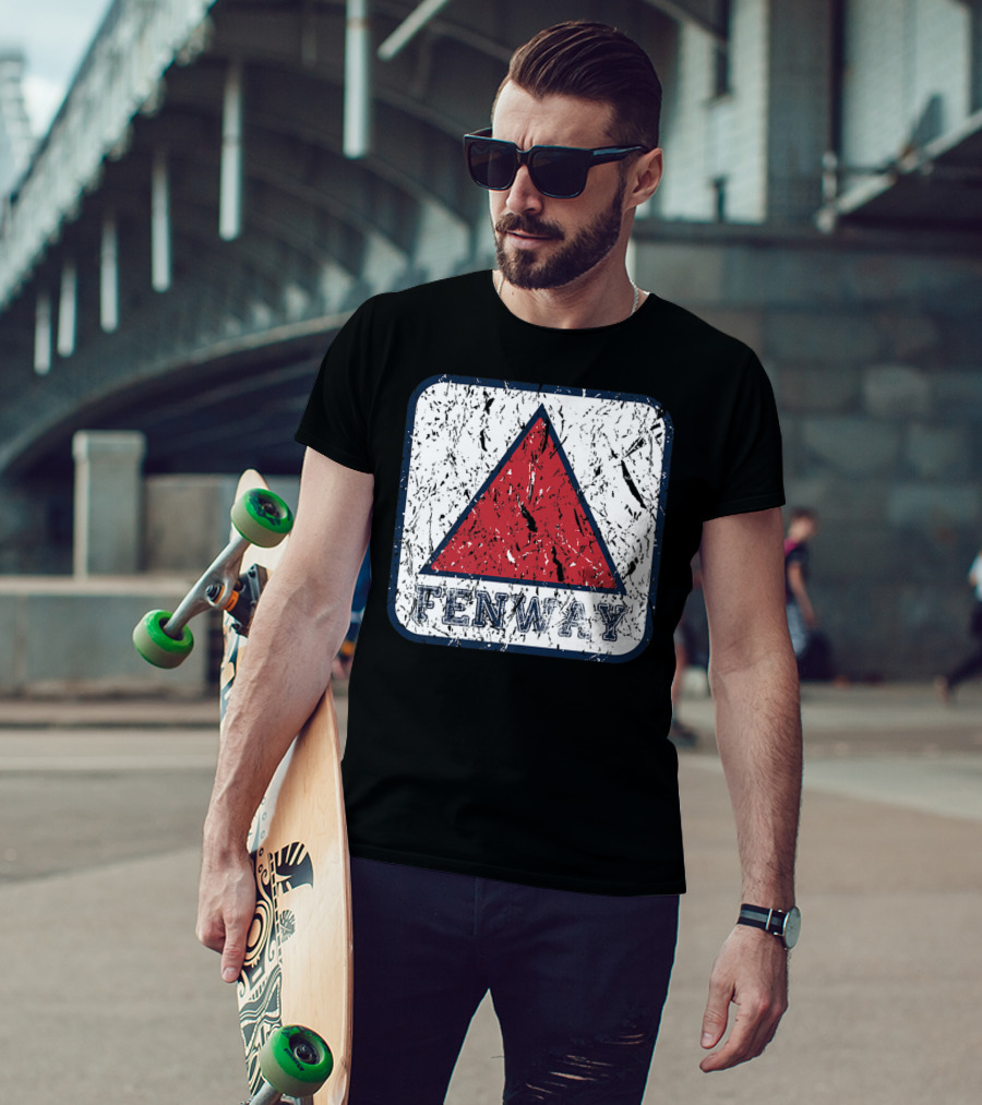 Fan Of Fenway Boston Distressed Baseball Sign Triangle T-Shirt