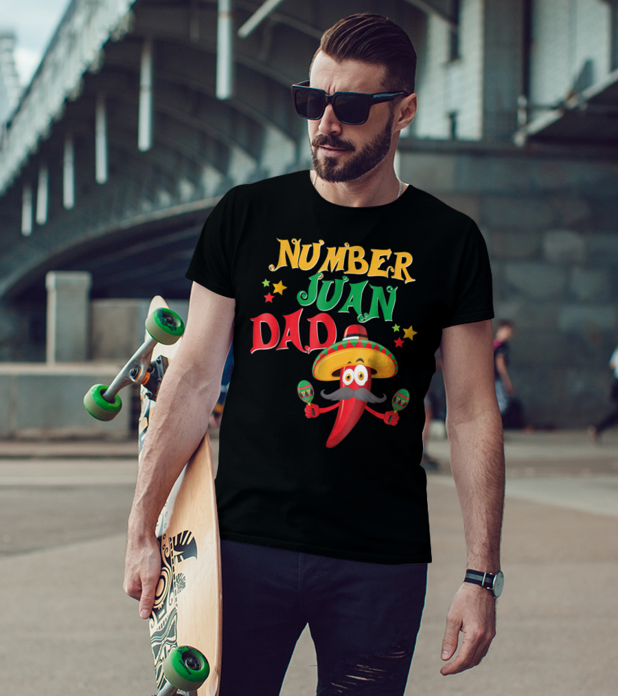 Number Juan Dad Funny Spanish Mexican Pepper Sombrero Maracas T-Shirt