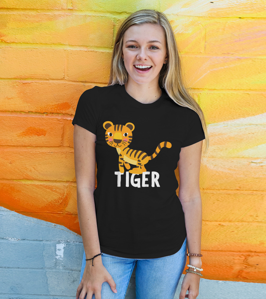 Tiger Cartoon Illustration For Kids And Girls T-Shirt