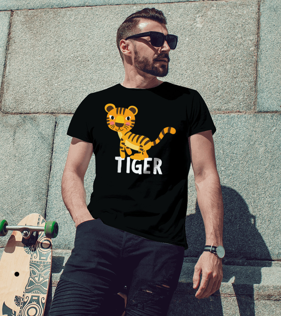 Tiger Cartoon Illustration For Kids And Girls T-Shirt