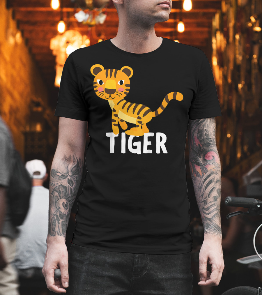 Tiger Cartoon Illustration For Kids And Girls T-Shirt